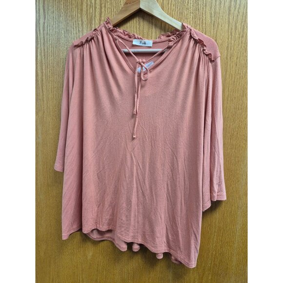 Peach‎ Small 3/4 Sleeve Ruffle Tunic Top Large - Picture 2 of 5